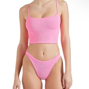 NWT Hunza G longline bikini set in bubblegum